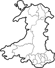 doodle freehand drawing of wales map.