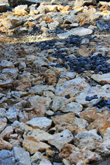 arrangement of natural stones at the crushing site