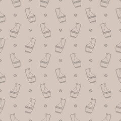 Seamless pattern with line vases. Boho style.