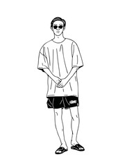 man walking casual style street wear man hand drawn art illustration