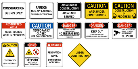 Under construction sign set of vector