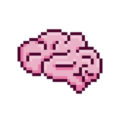 Fototapeta premium Brain icon, pixel art organ