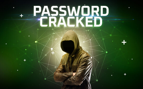 Mysterious hacker, online attack concept