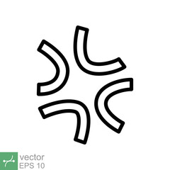 Anger symbol icon. Simple outline style. Black angry sign, cartoon emoticon sticker concept. Thin line vector illustration isolated on white background. EPS 10.