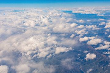 Aerial view of the mountain and clouds landscape