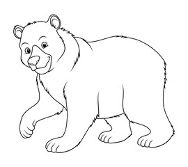 Brown Bear Cartoon Animal Illustration BW