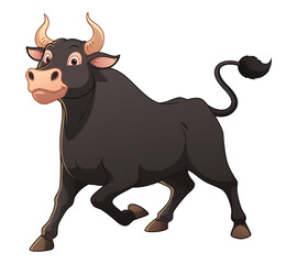 Black Bull Cartoon Animal Illustration