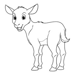 Little Goat Cartoon Animal Illustration BW