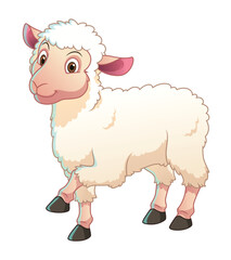 Little White Sheep Cartoon Animal Illustration