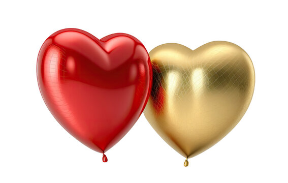 Red and gold air balloons heart shape on a transparent background. Concept wedding, valentines day, photo zone, lovers. Banner. png