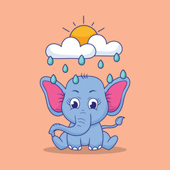Baby Elephant Illustration, Cute Baby Elephant, Elephant Illustration Vector