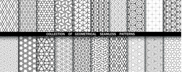 Geometric set of seamless black and white patterns. Simpless vector graphics