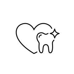 Dental care and medicine. Tooth and heart. Pixel perfect, editable stroke line icon