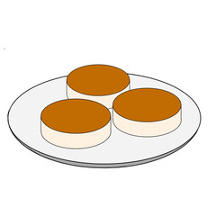 illustration of wingko cake, Indonesian culinary from Central Java. made from glutinous rice and roasted coconut.