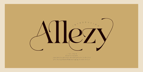 Luxury wedding alphabet letters font with tails. Typography elegant classic serif fonts and number decorative vintage retro concept for logos branding. vector illustration - 545827232