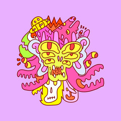 illustration vector graphic of alien with colourful style, good for your project  or can use on background.