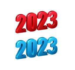 Naklejka na ściany i meble 3d realistic vector icon. Happy new year 2023 numbers.