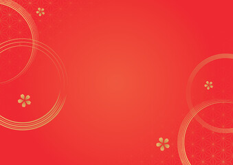 水引と麻の葉文様のシンプル和柄背景