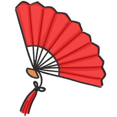 Folding hand fan cartoon illustration