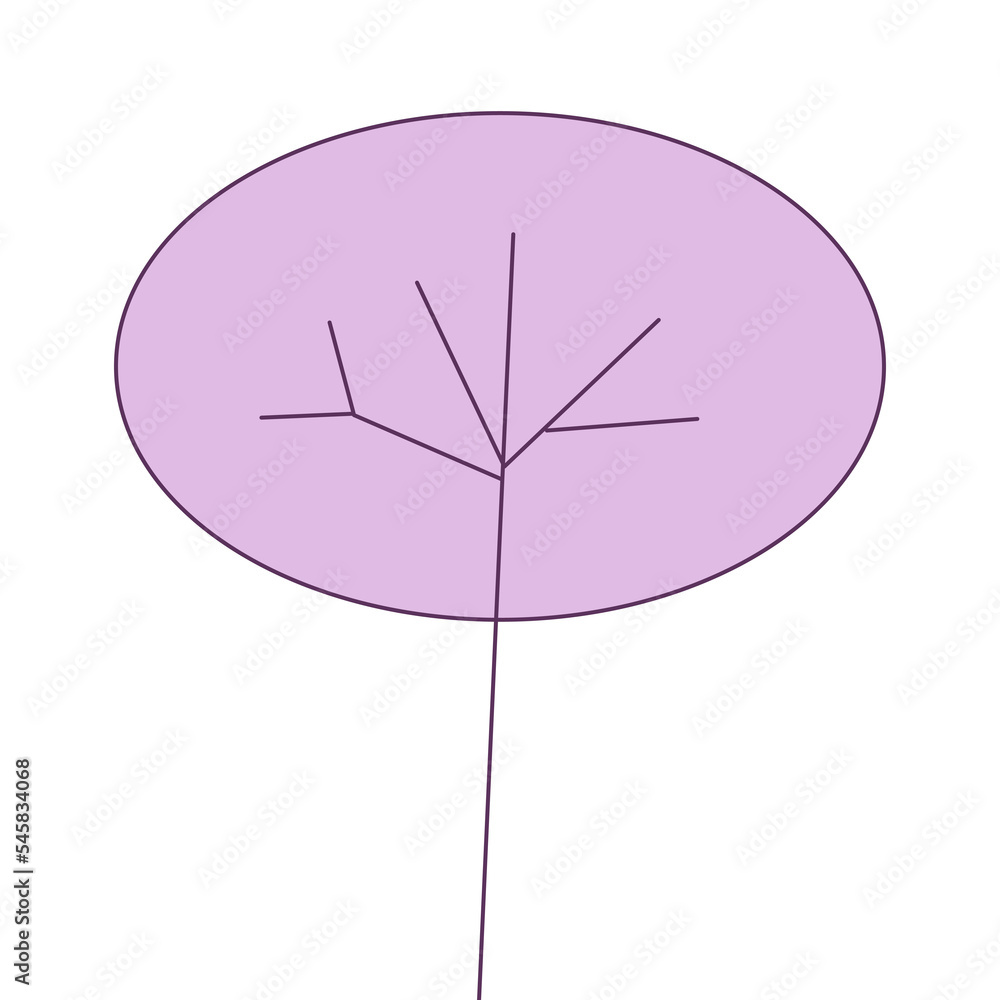 Poster cute tree illustration in minimalist style and pastel color for design element