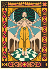 colorful retrograde psychedelic art the scientist object poster