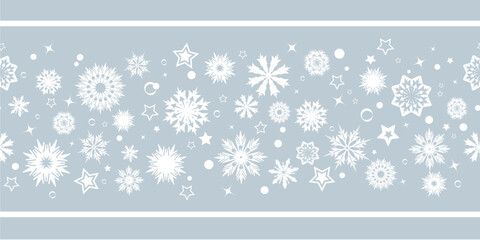 White and grey seamless snowflake pattern, Christmas design .