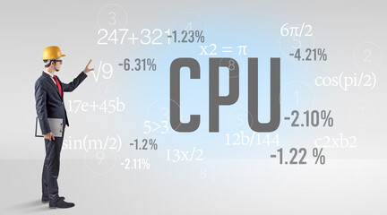 Engineer in hard hat with abbreviation