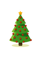 CHRISTMAS TREE WITH RED BALLS AND STAR, VECTOR RESOURCE