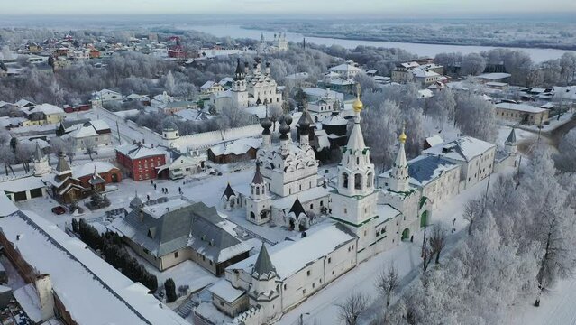 Top view of the Annunciation and Trinity Monasteries in the city of Murom. Russia