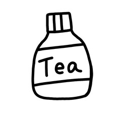 お茶　ペットボトル　白黒　イラスト