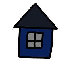 家　シンプル　白黒　手描き　イラスト