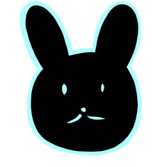 うさぎ　シルエット　水色　イラスト