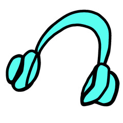 ヘッドフォン　水色　イラスト