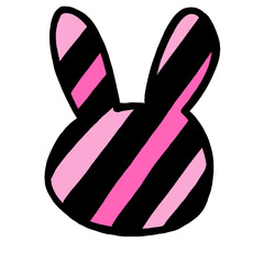 ウサギ　シマシマ　ピンク　イラスト	
