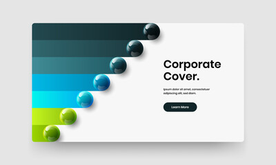 Premium company brochure vector design template. Geometric realistic balls flyer illustration.