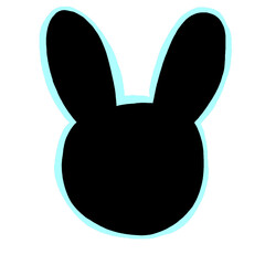 うさぎ　シルエット　水色　イラスト