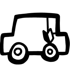 車　初心者　マーク　白黒　イラスト
