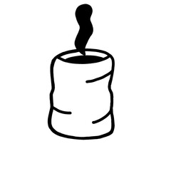 緑茶　お茶　温かい飲み物　白黒　イラスト