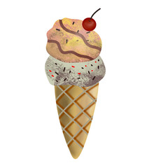 Delicious ice cream cone illustration