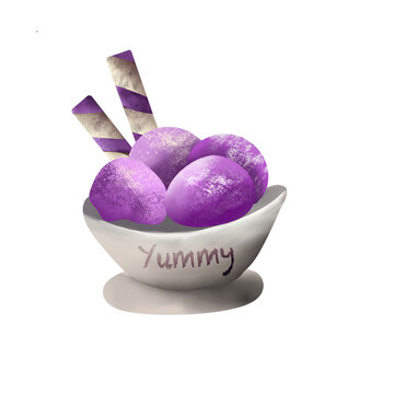 Delicious Ube Ice Cream Illustration