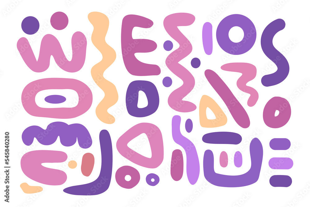 Aufkleber Abstract naive art in pastel color. trendy line stroke pattern for background