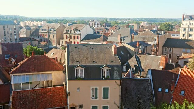Photo of old-fashioned buildings of Montlucon during daytime. Allier department, central France.