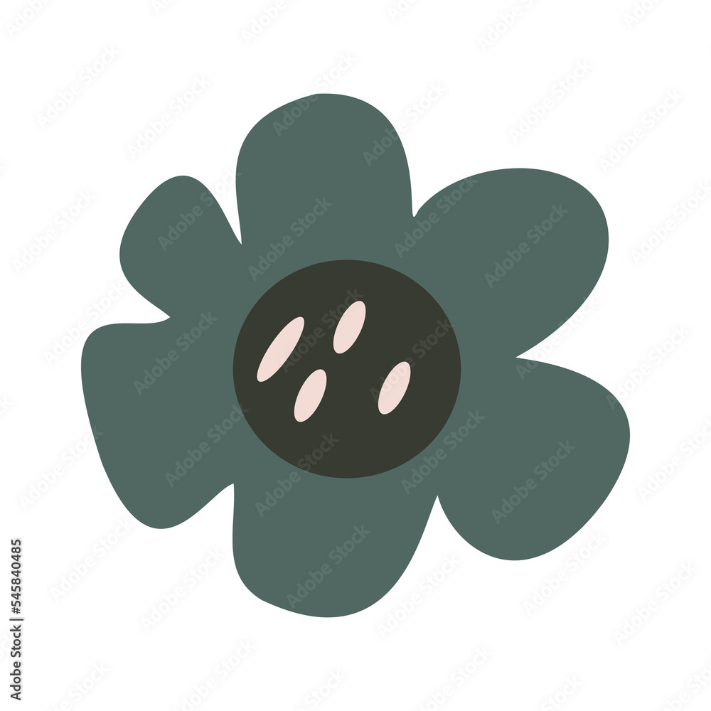 Poster simple flower in childish or naive art for design element