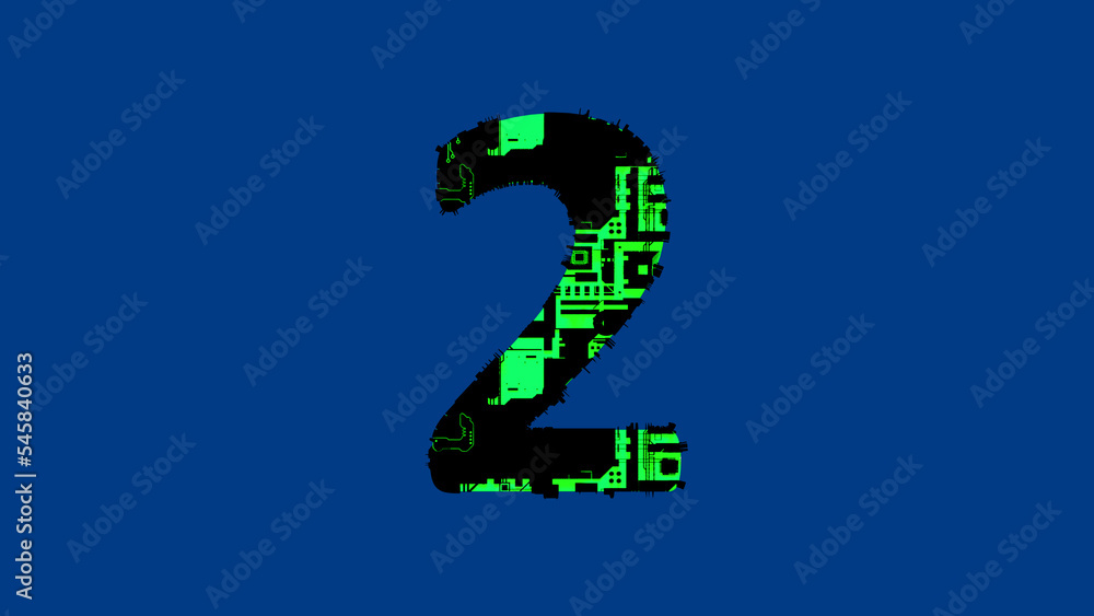 Poster number 2 - high tech cyberpunk black and green alphabet on blue, isolated - object 3d rendering