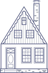 Amsterdam house. Facade of European old building. Holland home. Outline illustration