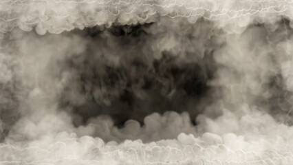 Top - bottom frame for content of heavy smoke, isolated - object 3D rendering