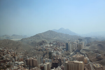 Obraz premium Aerial view of skyline of Mecca holy city in Saudi Arabia
