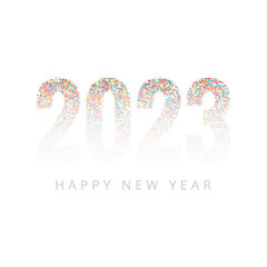 New year dotted 2023 holiday card on white background