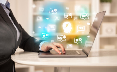 Young person surfing on social media network