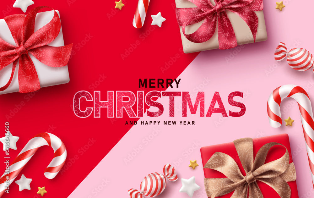 Poster merry chirstmas text vector background design. christmas and happy new year in empty space for typog